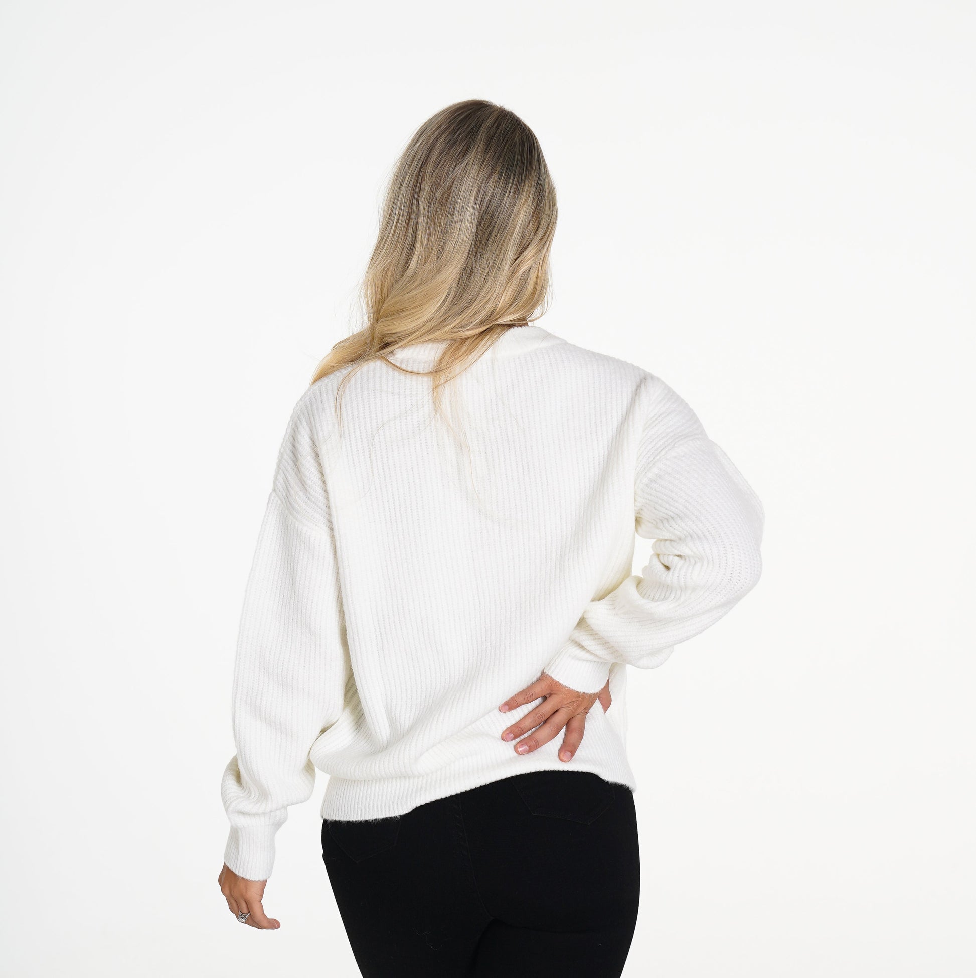 Women Ivory Snowy Nights Oversized Sweater - NVGTN