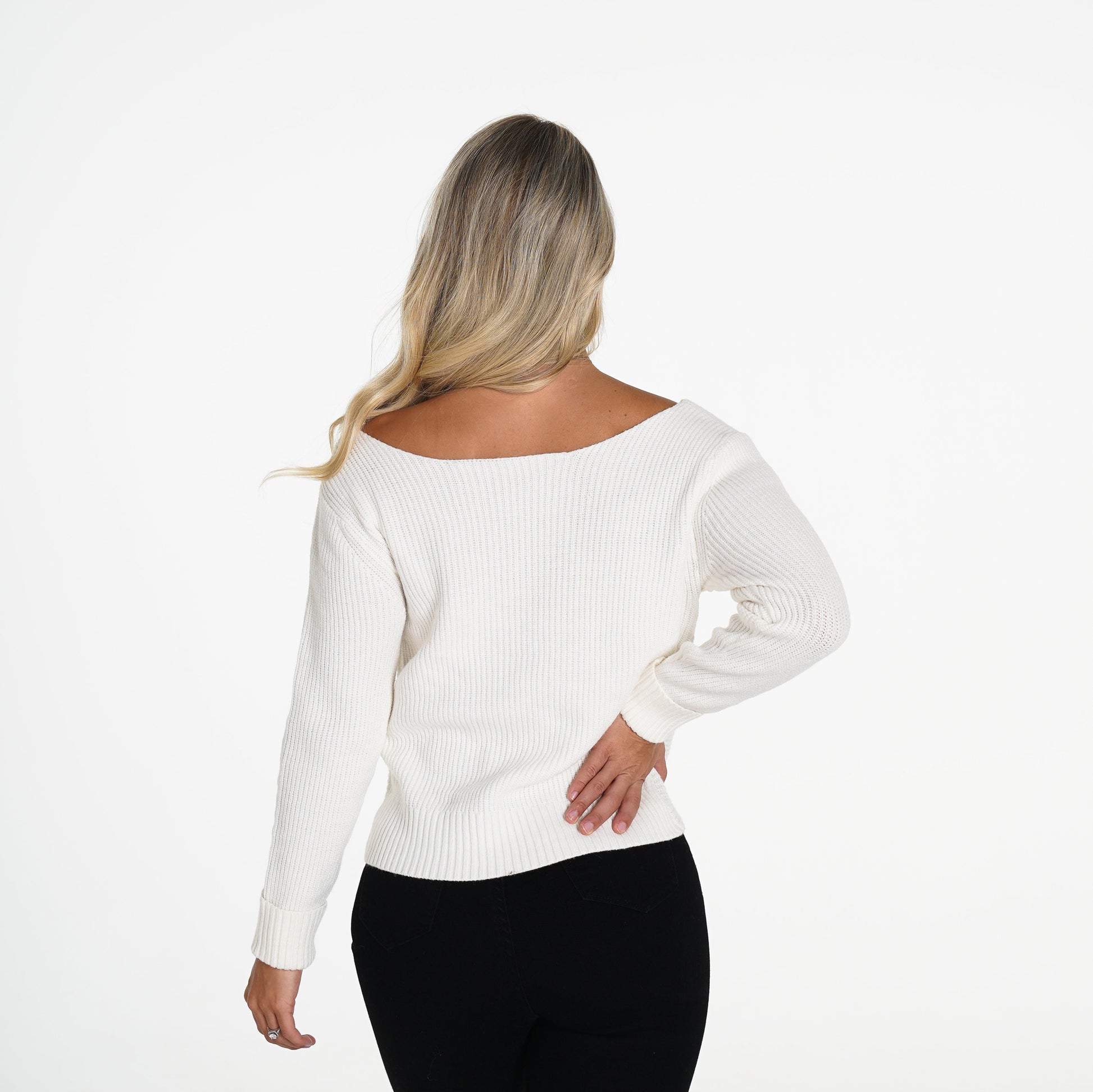 Women Ivory Cuddle Up Knit Sweater - NVGTN