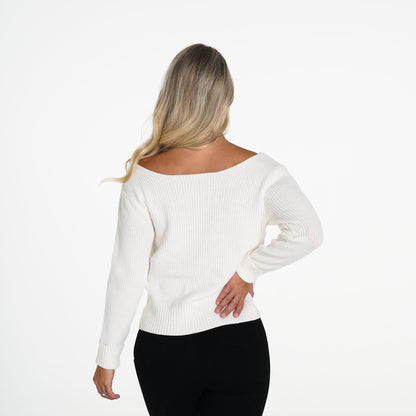 Women Ivory Cuddle Up Knit Sweater - NVGTN