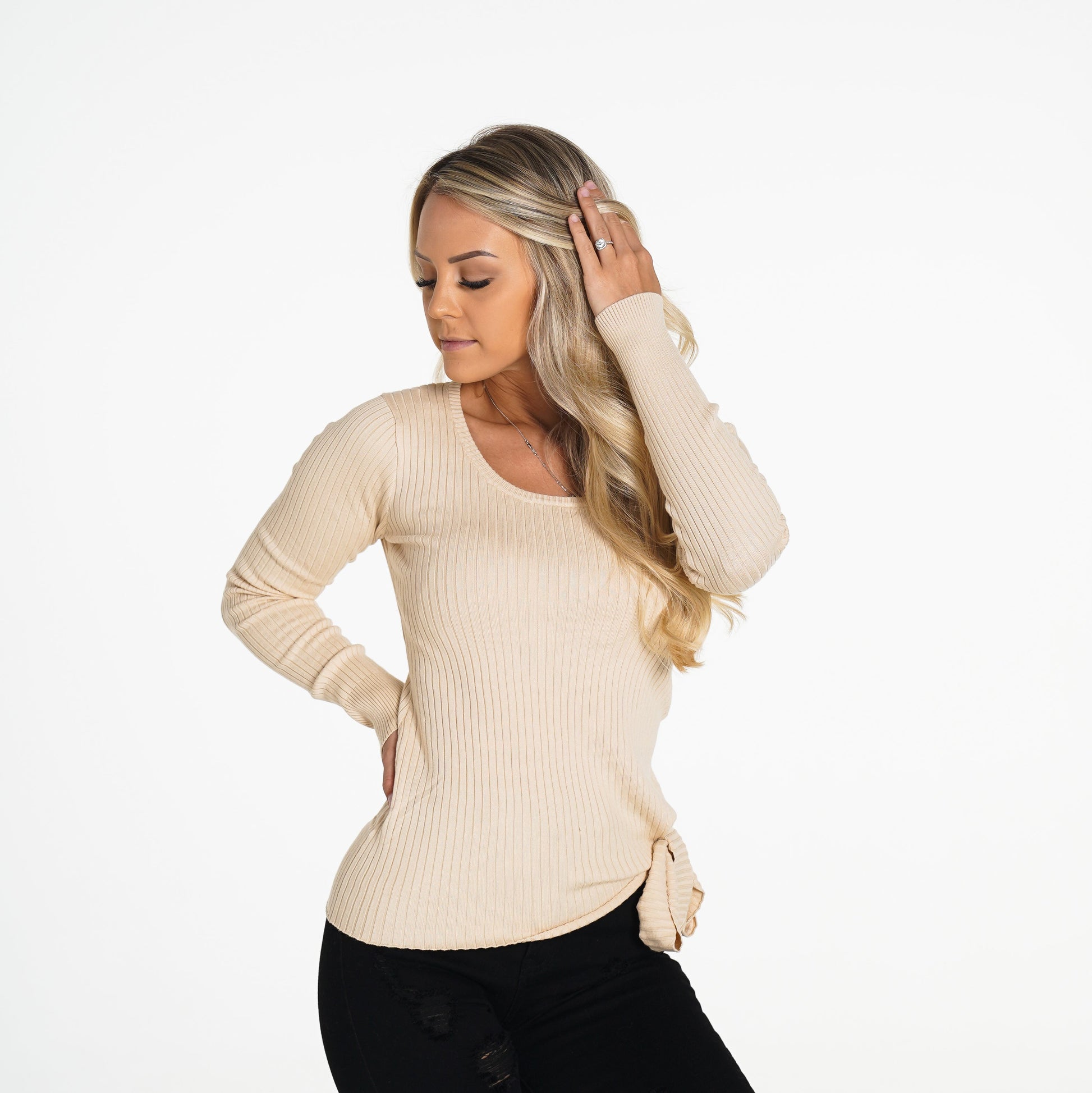 Women Cream Fireside Ribbed Long Sleeve - NVGTN