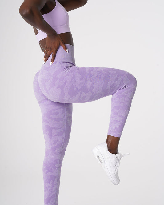 Women Lilac Camo Seamless Leggings - NVGTN