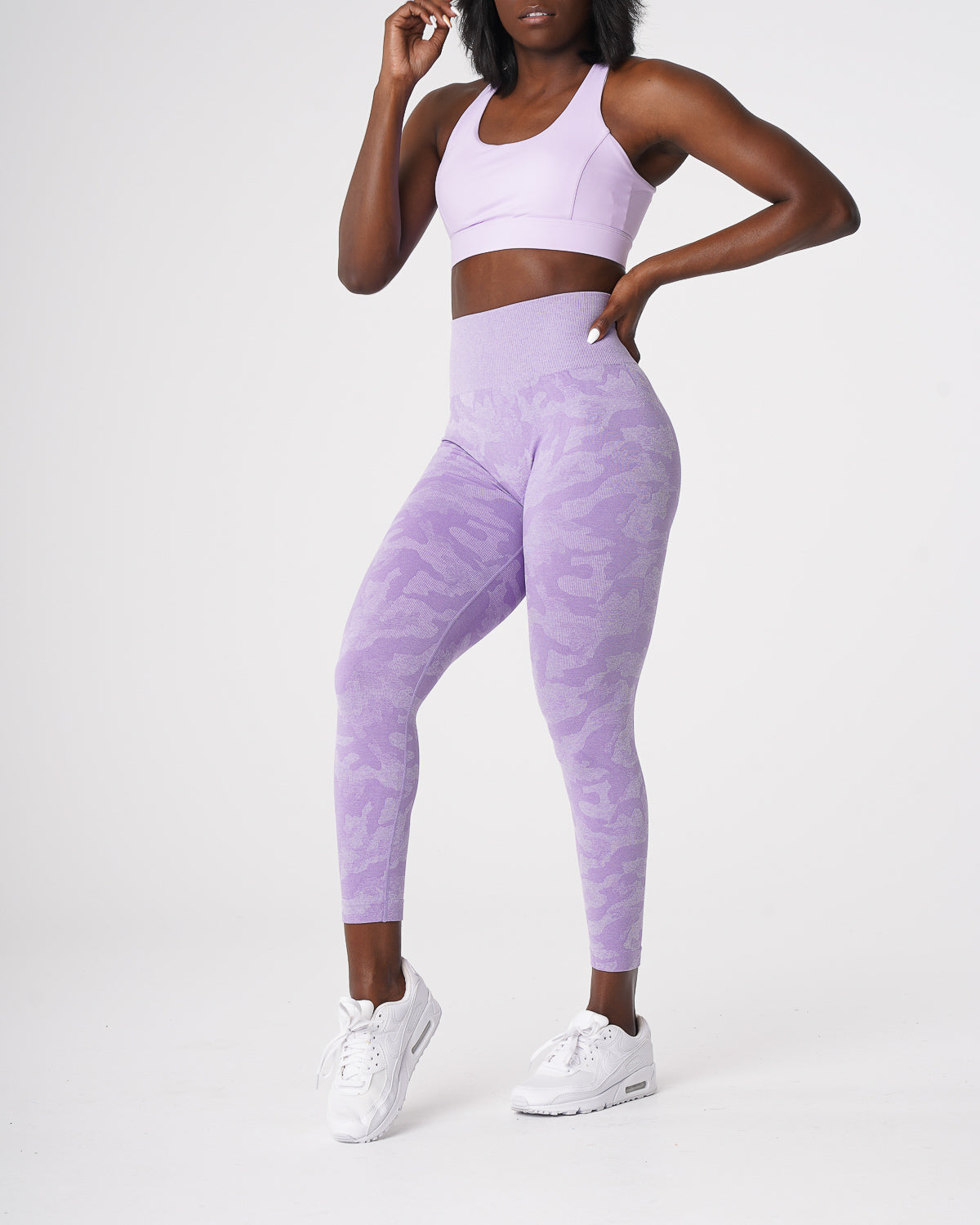 Women Lilac Camo Seamless Leggings - NVGTN