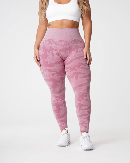Women Pastel Pink Camo Seamless Leggings - NVGTN