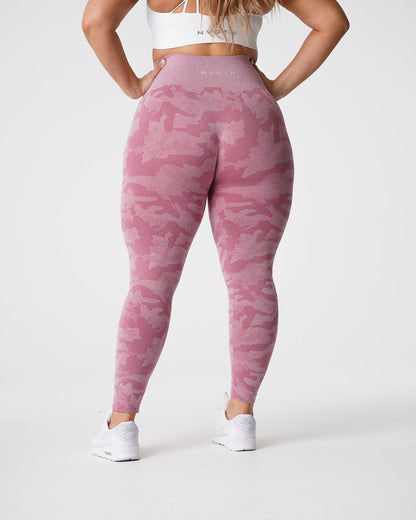 Women Pastel Pink Camo Seamless Leggings - NVGTN