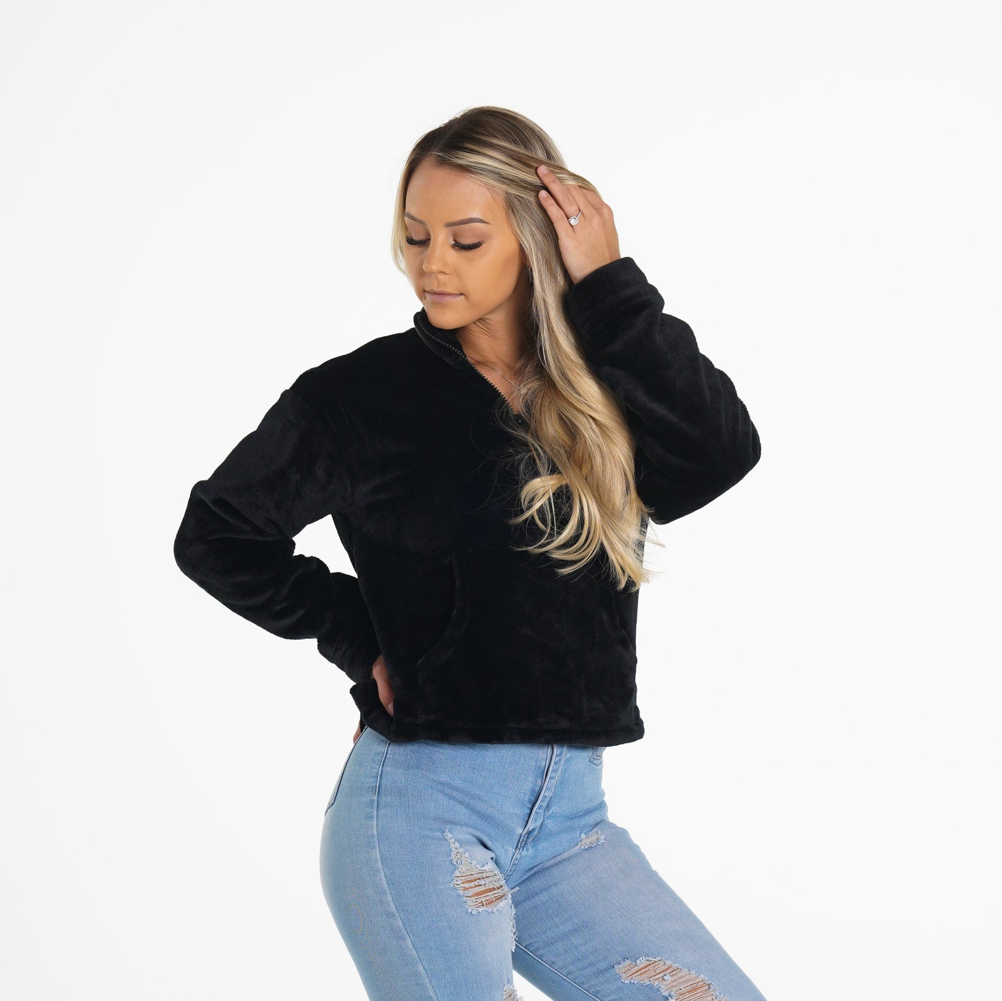 Women Black Full Length Teddy Fleece - NVGTN