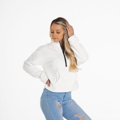 Women White Full Length Teddy Fleece - NVGTN