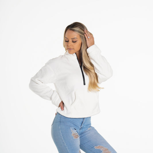 Women White Full Length Teddy Fleece - NVGTN