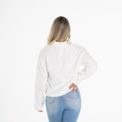 Women White Full Length Teddy Fleece - NVGTN