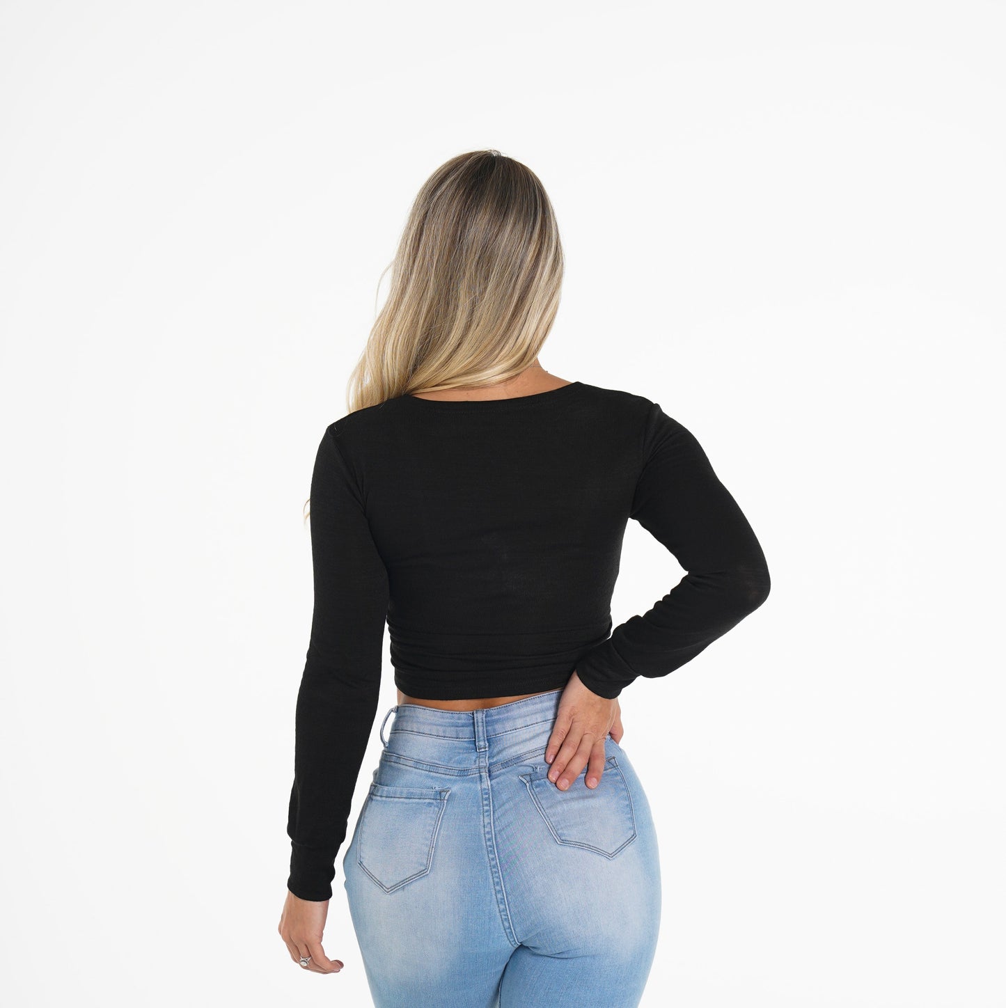 Women Black Wrap Top - NVGTN