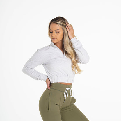 Women Light Grey Power Cropped Pullover - NVGTN