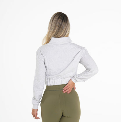 Women Light Grey Power Cropped Pullover - NVGTN