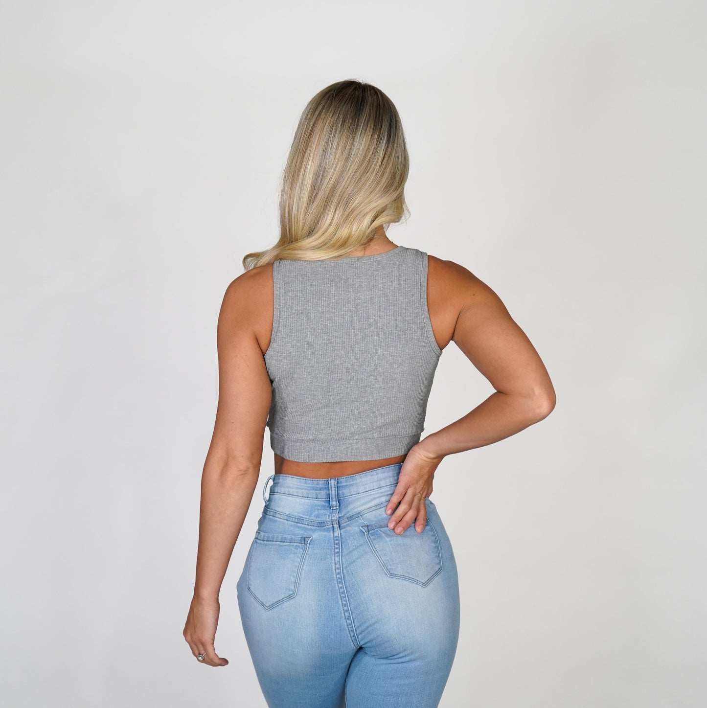 Women Grey Out and About Ribbed Crop - NVGTN