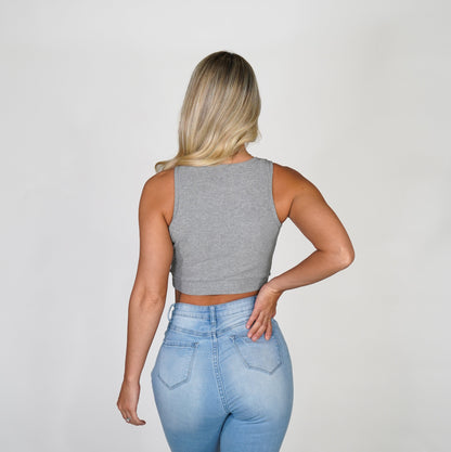 Women Grey Out and About Ribbed Crop - NVGTN