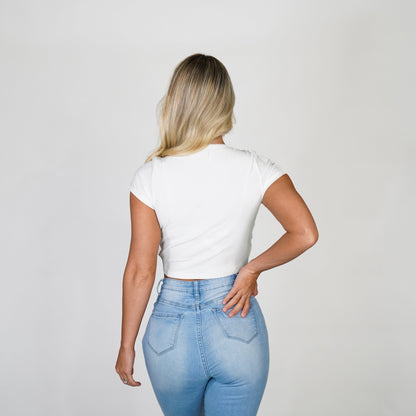 Women White Pulling Strings Tee - NVGTN