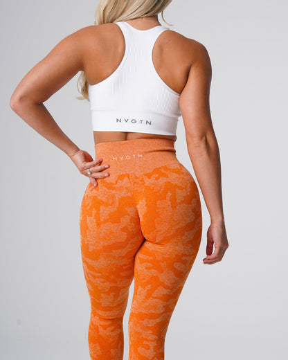 Women Burnt Orange Camo Seamless Leggings - NVGTN