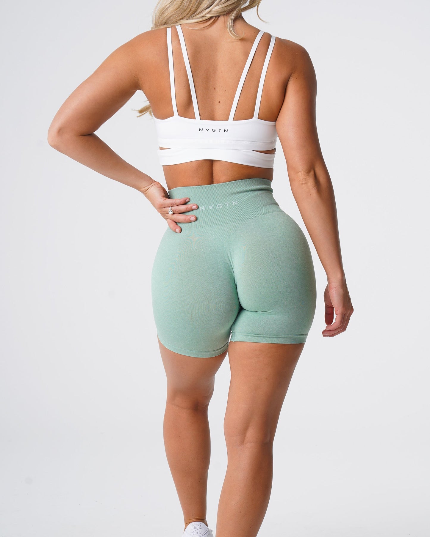 Women Sage Green Pro Seamless Shorts - NVGTN