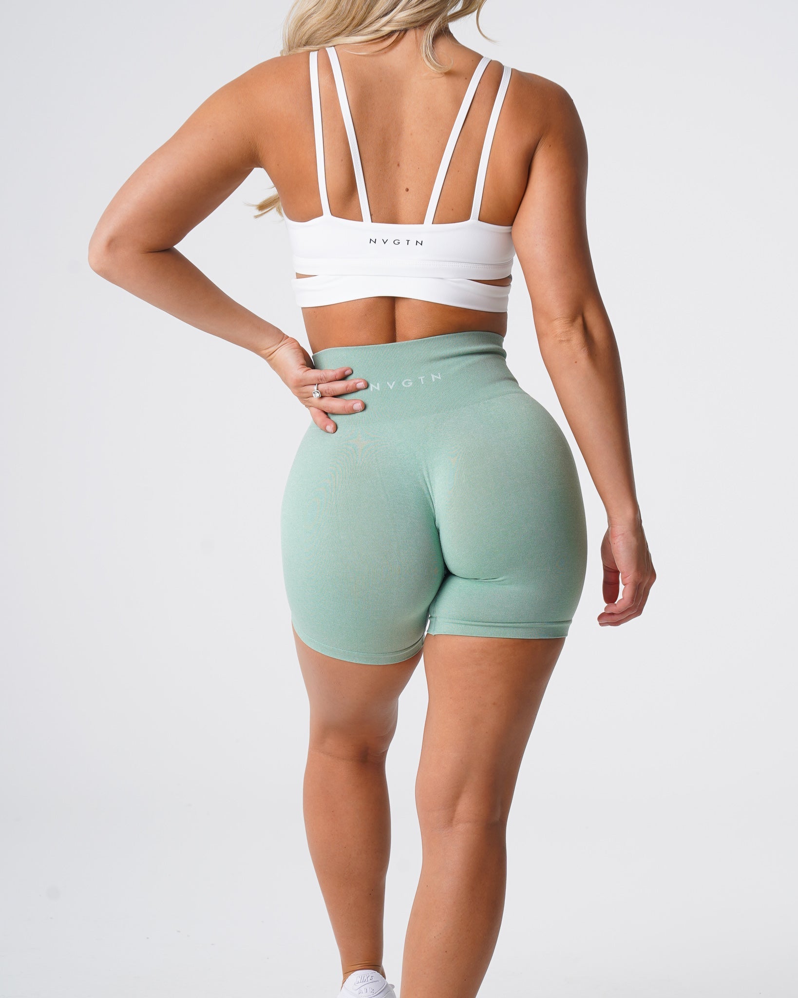Women Sage Green Pro Seamless Shorts - NVGTN