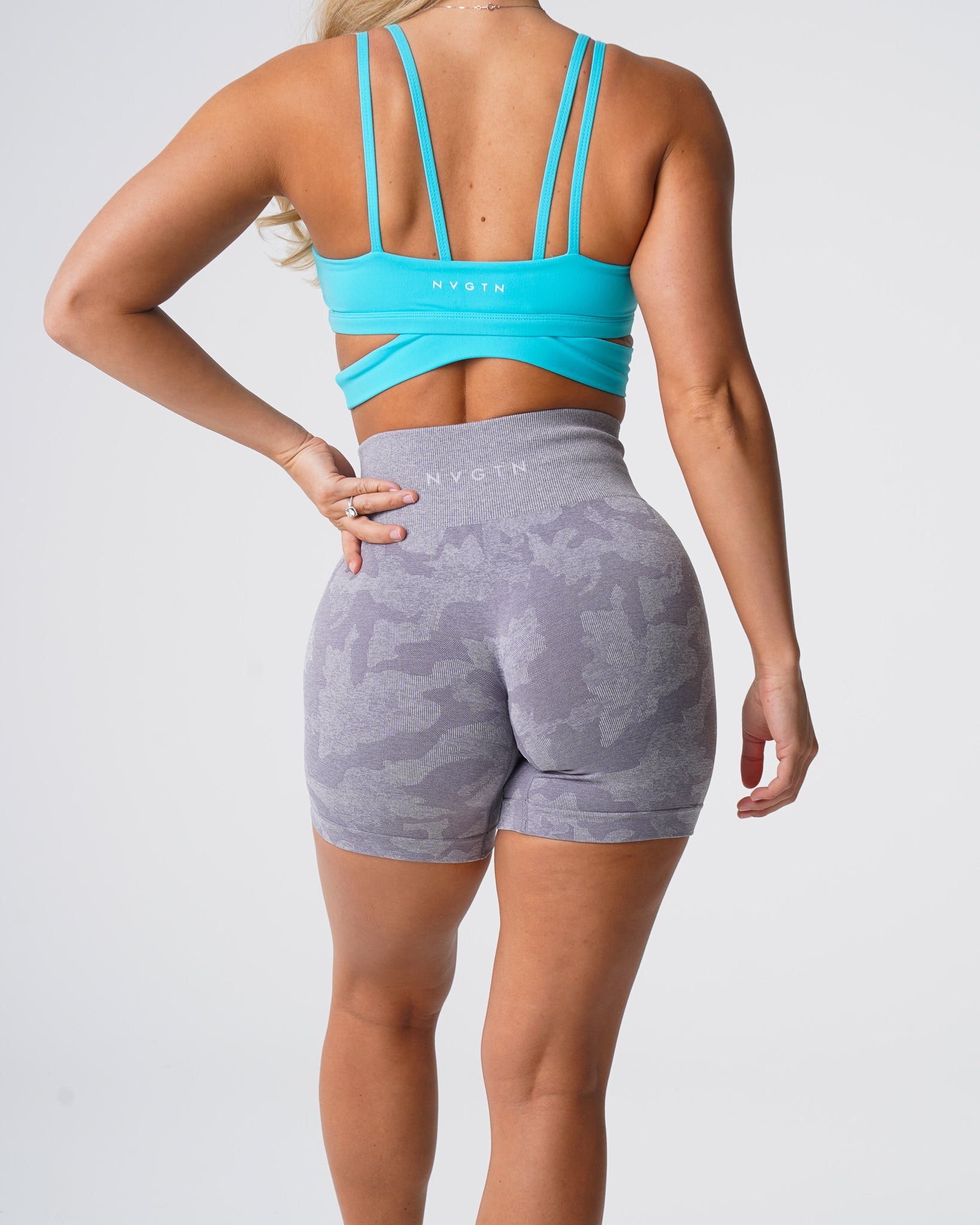 Women Grey Camo Seamless Shorts - NVGTN