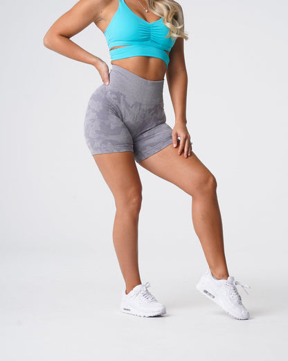 Women Grey Camo Seamless Shorts - NVGTN