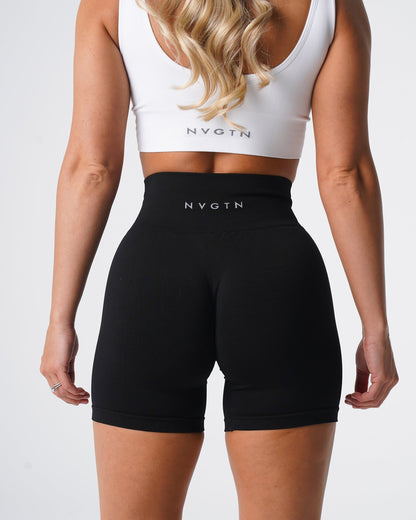 Women Black Solid Seamless Shorts - NVGTN