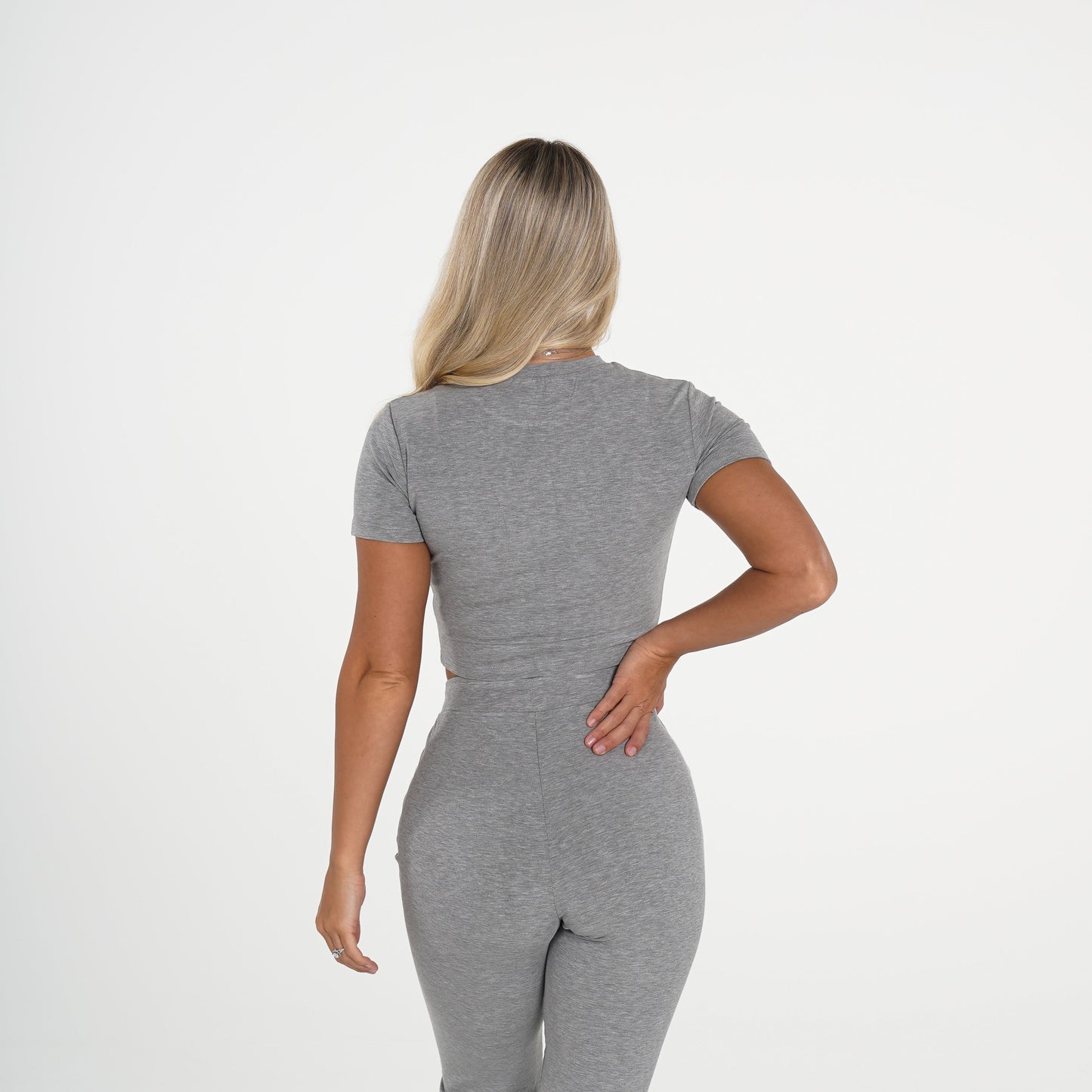 Women Grey Hello Weekend Lounge Cropped Tee - NVGTN