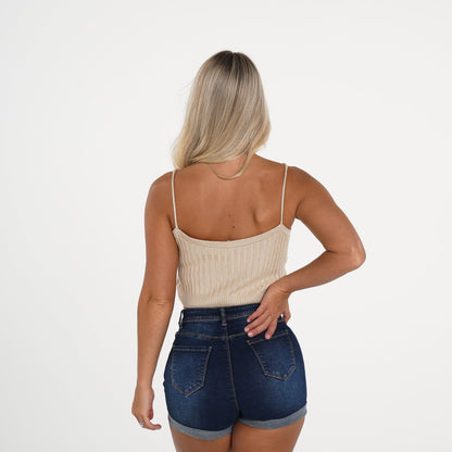Women Beige Breezy n' Beautiful Knit Tank - NVGTN