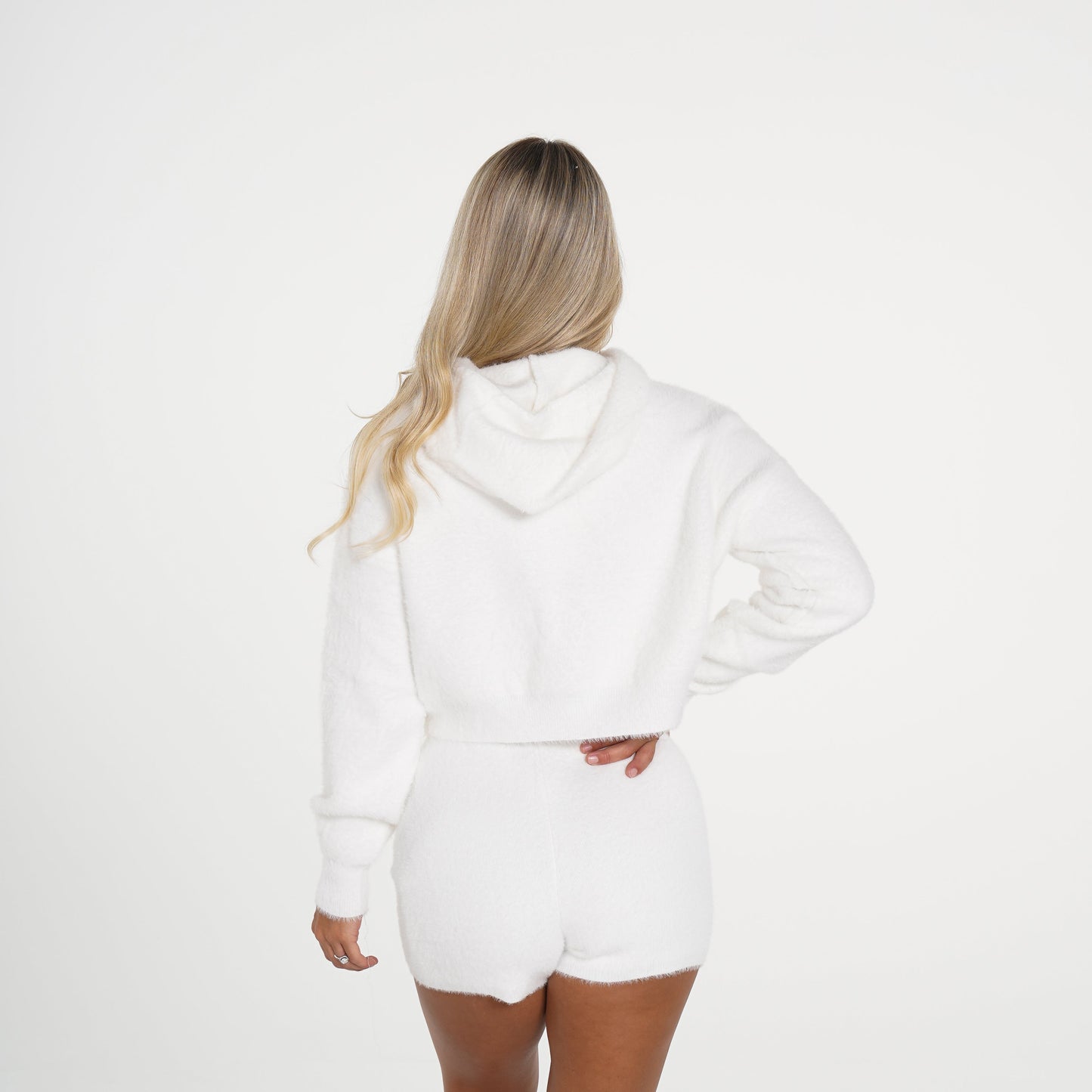 Women White Casual Cutie Lounge Cropped Hoodie - NVGTN