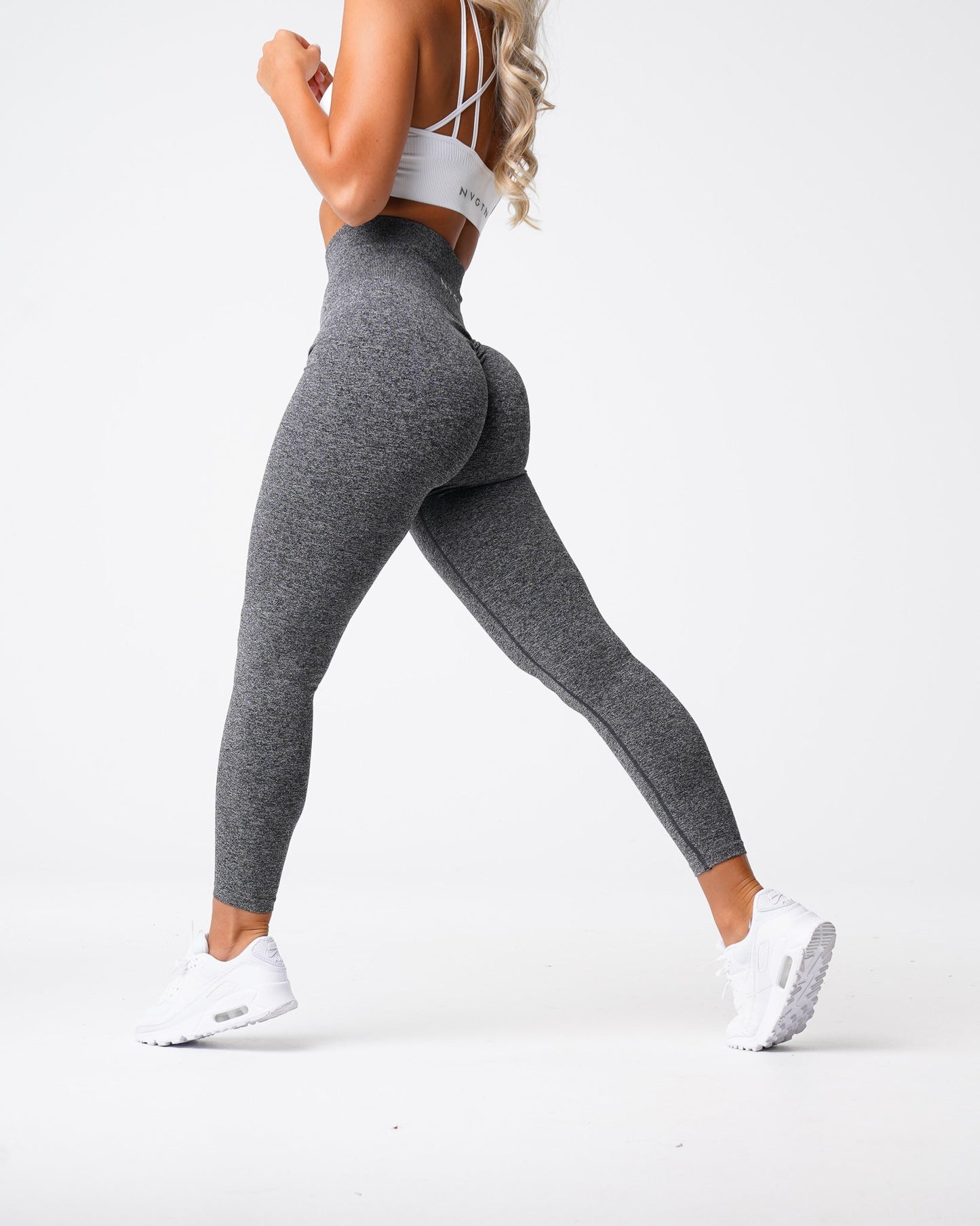 Women Black Speckled Scrunch Seamless Leggings - NVGTN