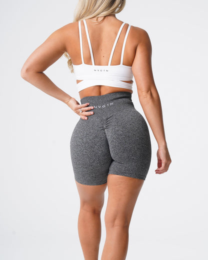 Women Black Speckled Scrunch Seamless Shorts - NVGTN