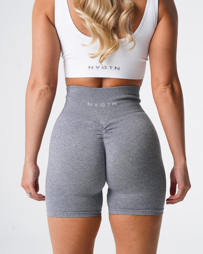 Women Grey Scrunch Seamless Shorts - NVGTN