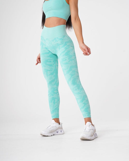 Women Mint Camo Seamless Leggings - NVGTN