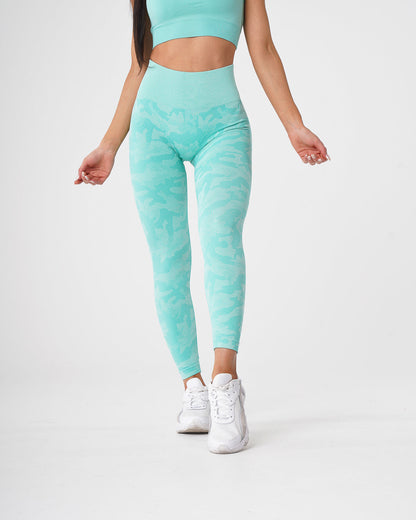 Women Mint Camo Seamless Leggings - NVGTN