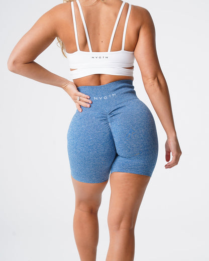 Women Sky Blue Scrunch Seamless Shorts - NVGTN