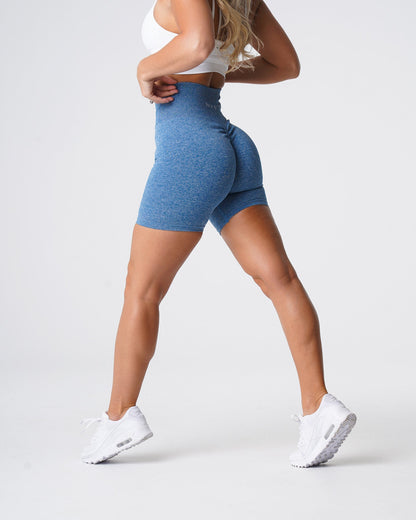 Women Sky Blue Scrunch Seamless Shorts - NVGTN