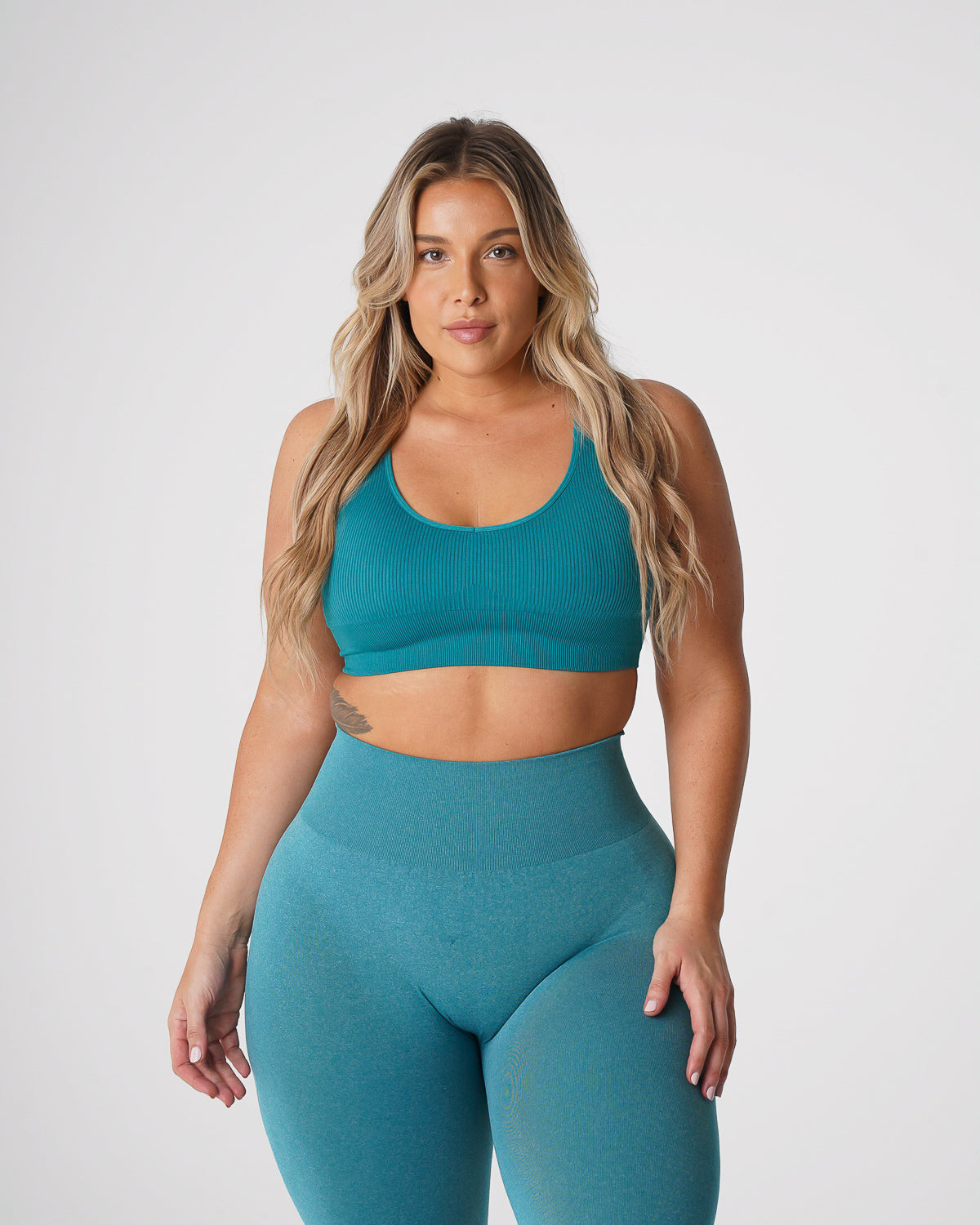 Women Teal Galaxy Ribbed Seamless Bra - NVGTN