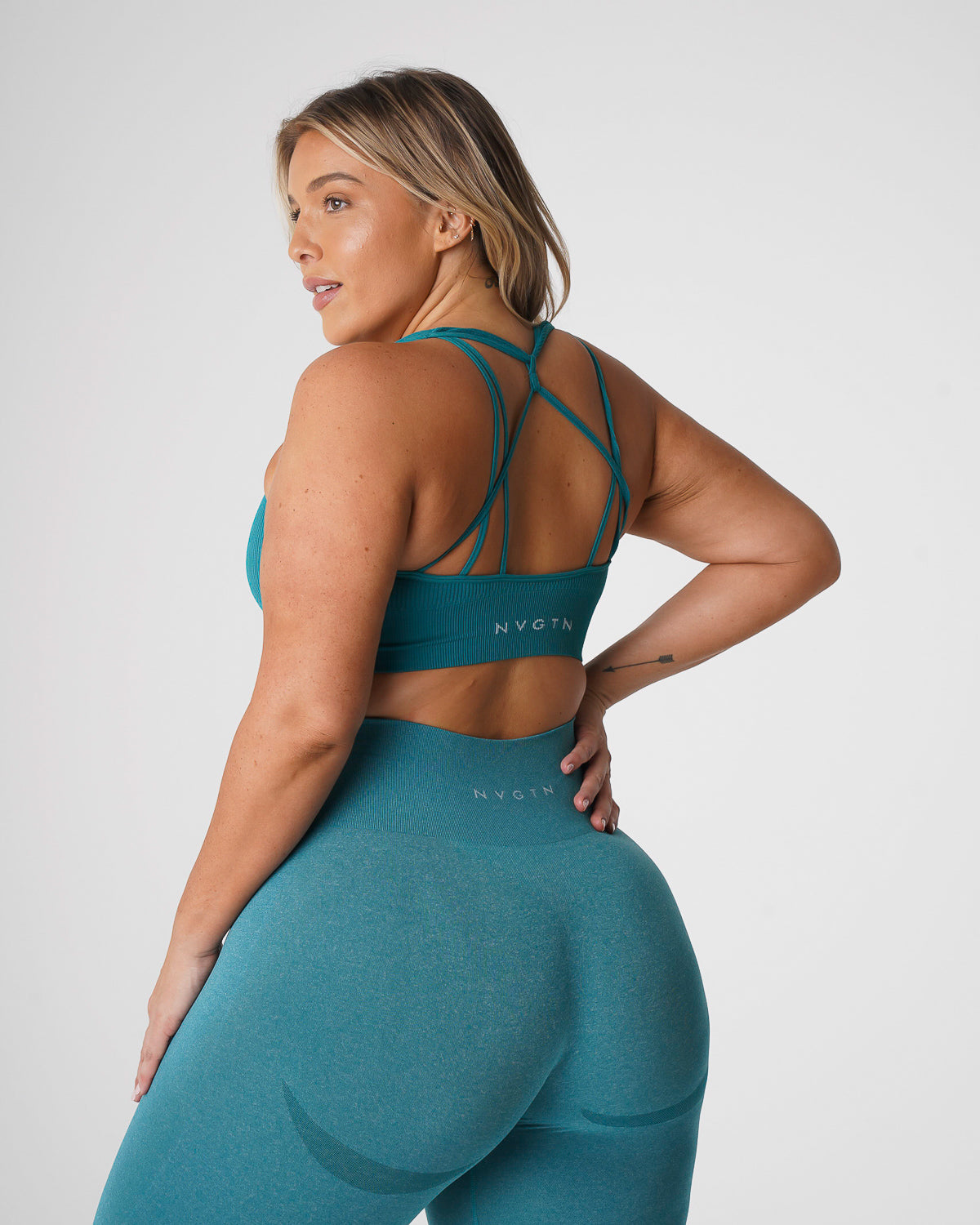 Women Teal Galaxy Ribbed Seamless Bra - NVGTN