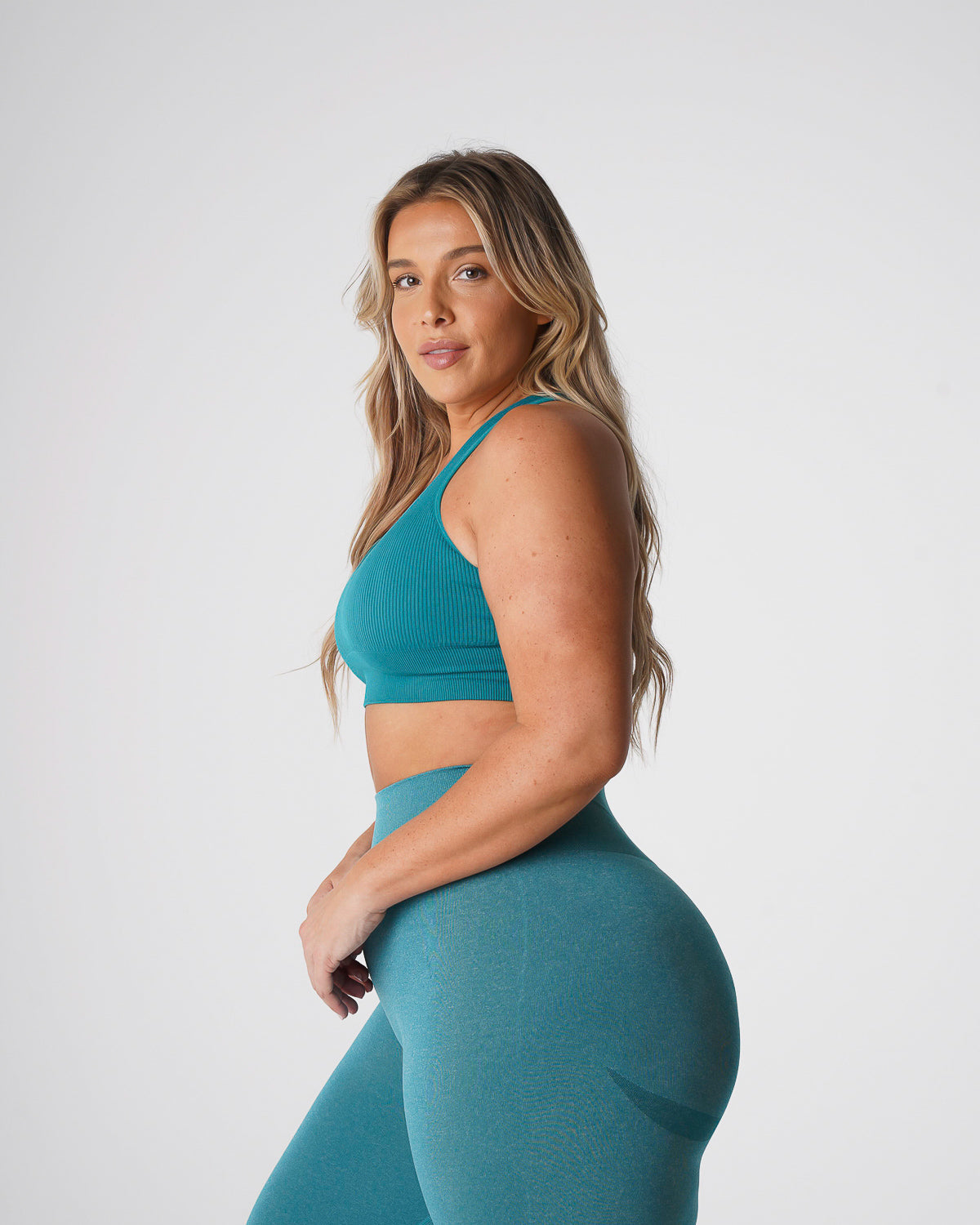 Women Teal Galaxy Ribbed Seamless Bra - NVGTN