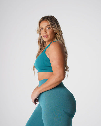 Women Teal Galaxy Ribbed Seamless Bra - NVGTN