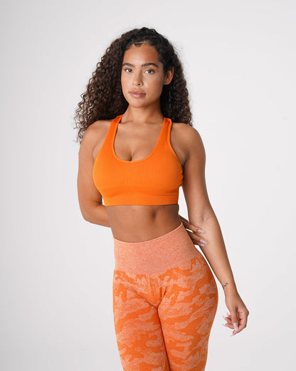 Women Burnt Orange Galaxy Ribbed Seamless Bra - NVGTN