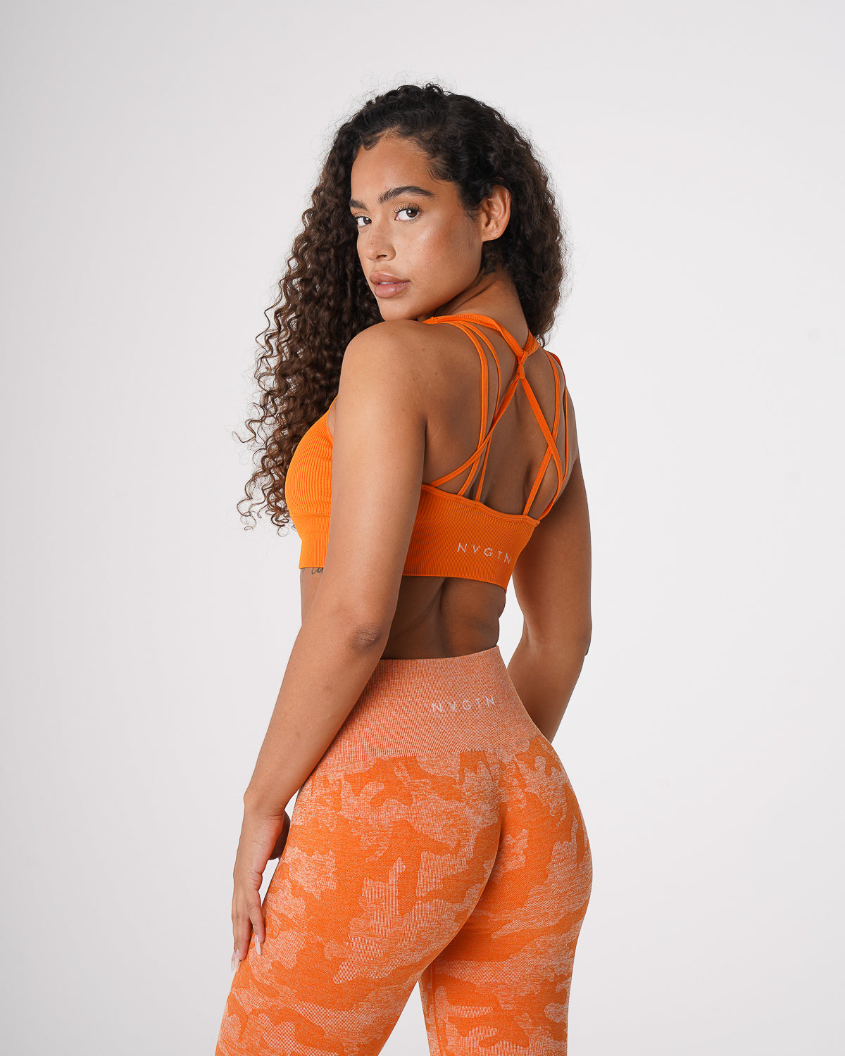 Women Burnt Orange Galaxy Ribbed Seamless Bra - NVGTN