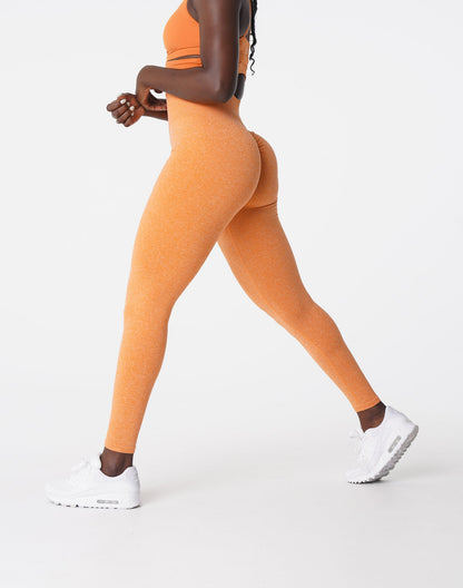 Women Sunset Orange Scrunch Seamless Leggings - NVGTN