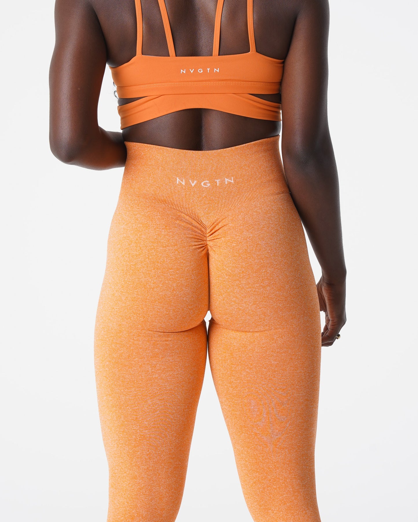 Women Sunset Orange Scrunch Seamless Leggings - NVGTN