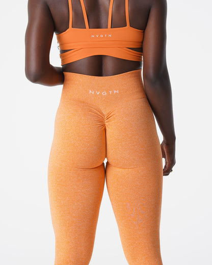 Women Sunset Orange Scrunch Seamless Leggings - NVGTN