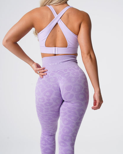 Women Lilac Leopard Seamless Leggings - NVGTN