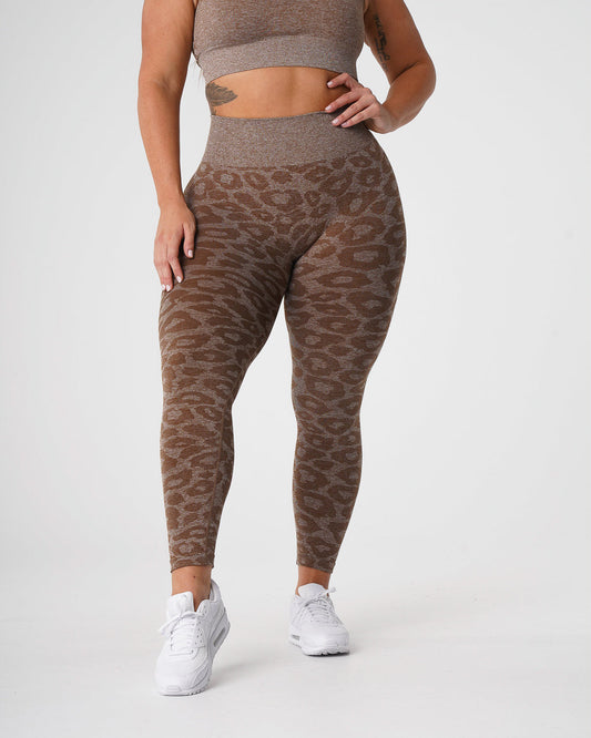 Women Mocha Leopard Seamless Leggings - NVGTN