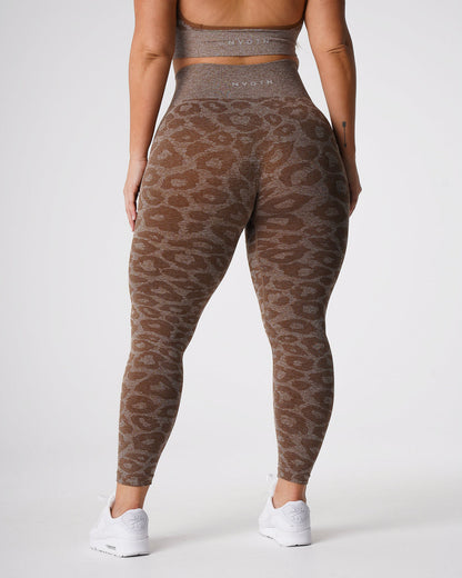Women Mocha Leopard Seamless Leggings - NVGTN