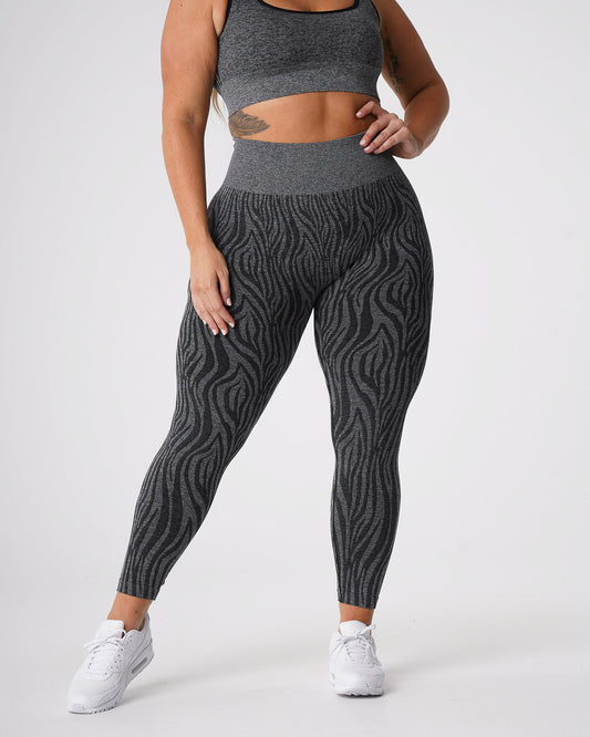 Women Black Speckled Zebra Seamless Leggings - NVGTN