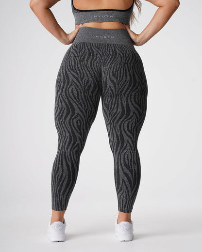 Women Black Speckled Zebra Seamless Leggings - NVGTN
