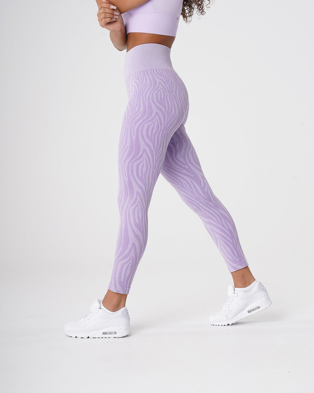 Women Lilac Zebra Seamless Leggings - NVGTN
