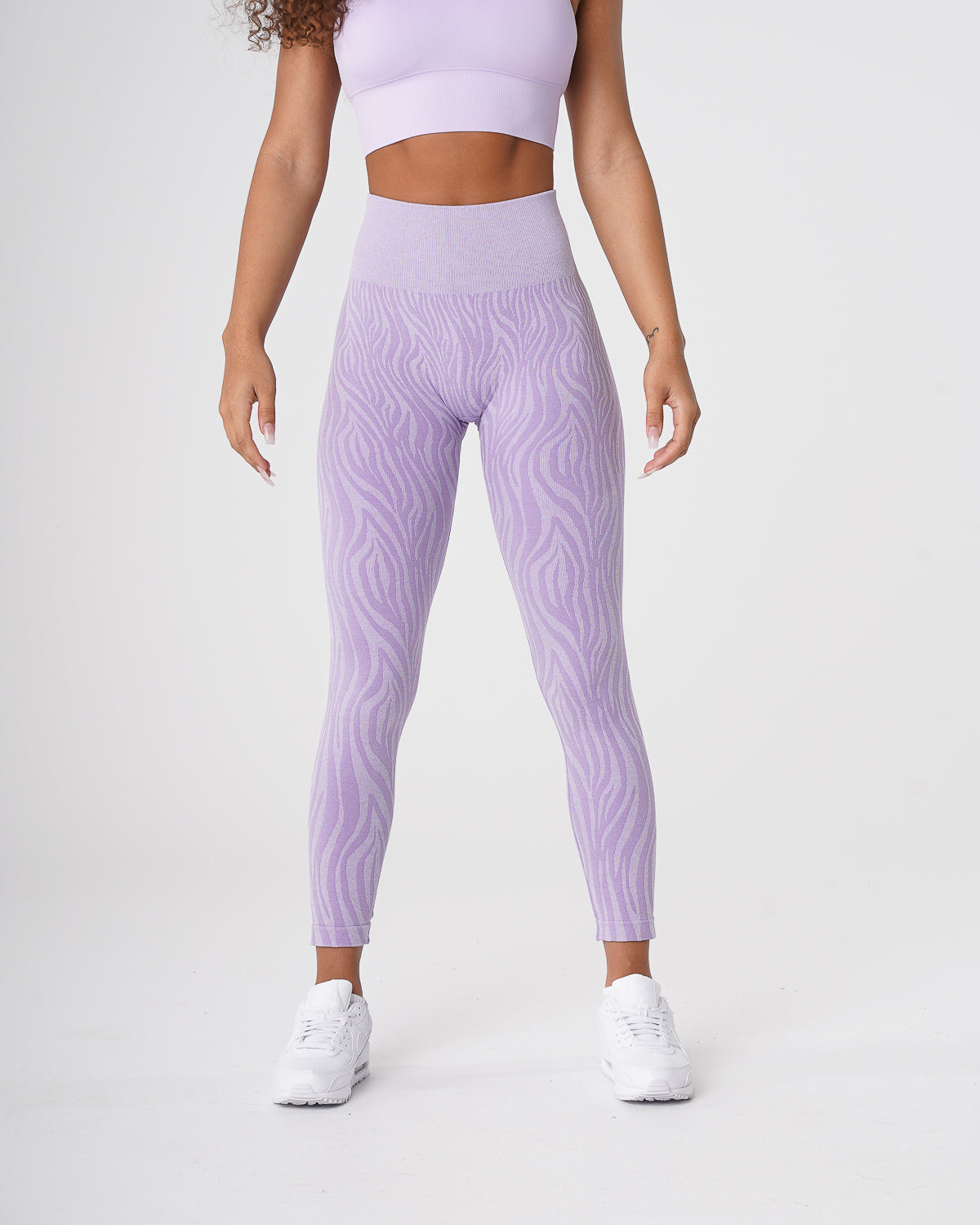 Women Lilac Zebra Seamless Leggings - NVGTN